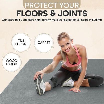 Gorilla Mats Premium Large Exercise & Yoga Mat – 8' x 4' x 1/4" - Gray (Like New)