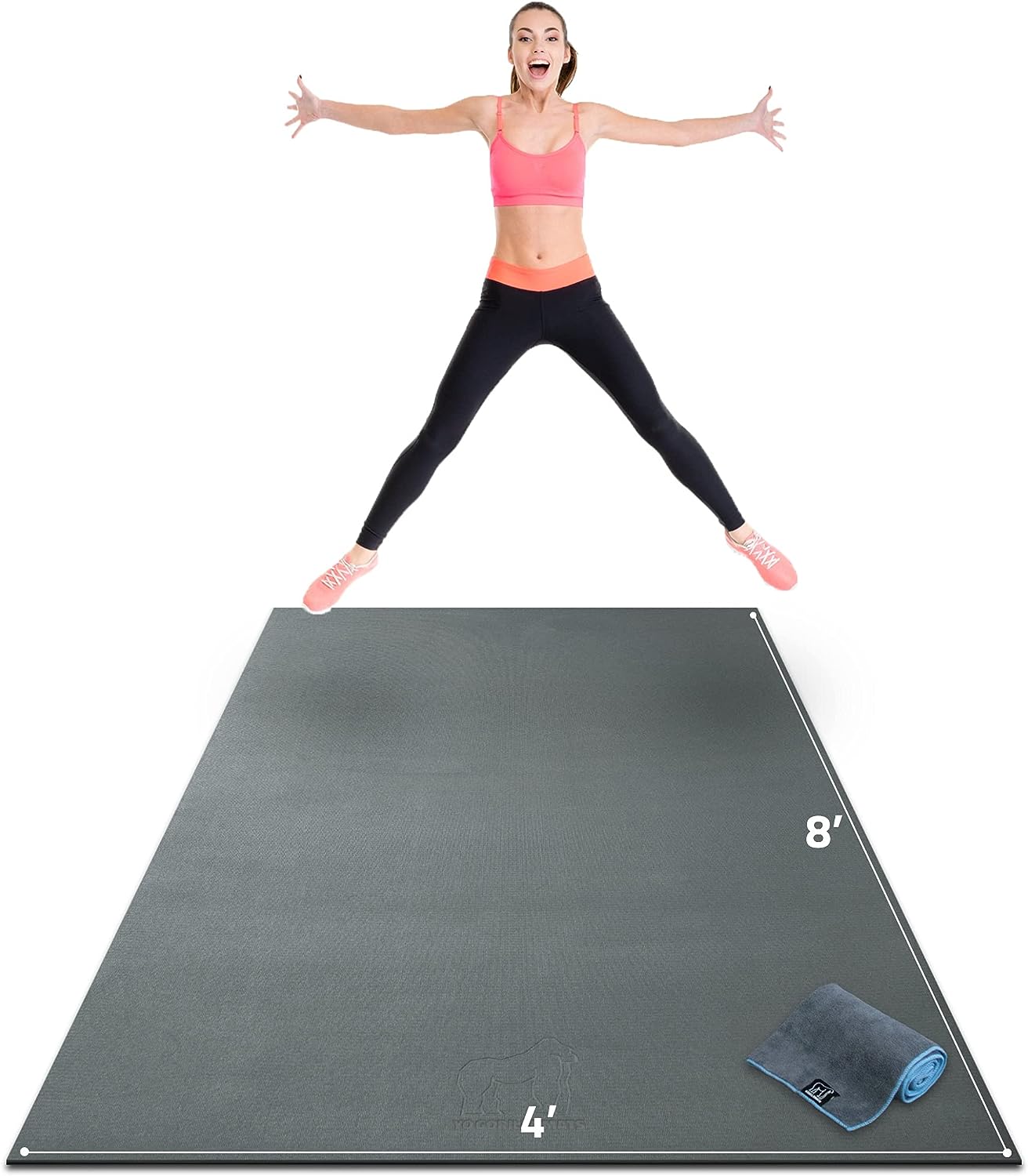 Gorilla Mats Premium Large Exercise & Yoga Mat – 8' x 4' x 1/4" - Gray (Used)