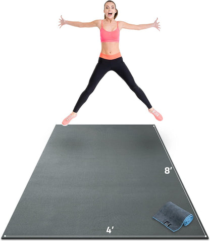 Gorilla Mats Premium Large Exercise & Yoga Mat – 8' x 4' x 1/4" - Gray (Used)