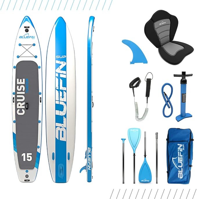 Bluefin Cruise 15' Inflatable Stand Up Paddle Board w/Kayak - Blue, Vers 2019-23 (New, Damaged Retail Box)