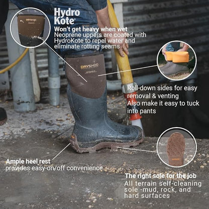 Dryshod Haymaker Hi Waterproof Pull On Mens Working Boot, Knee High, Rubber Sole (Like New)