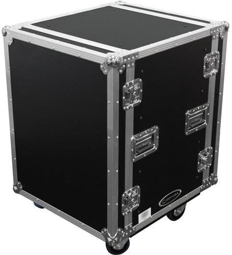 Odyssey 14U Heavy-Duty Shock Mount Rack Flight Case with Wheels, 14-Compartments (Like New)