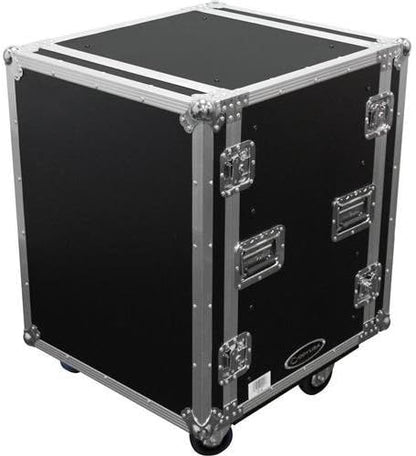 Odyssey 14U Heavy-Duty Shock Mount Rack Flight Case with Wheels, 14-Compartments (Like New)