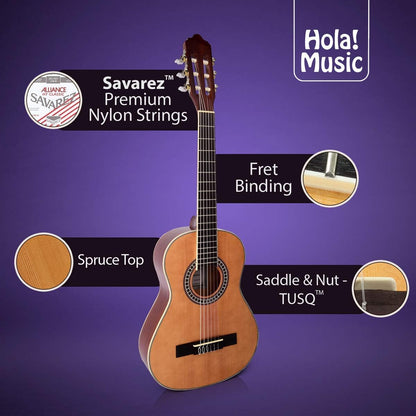 Hola! Music Classical Guitar with Soft Nylon 6-Strings and Bag for Junior Kids (Used)