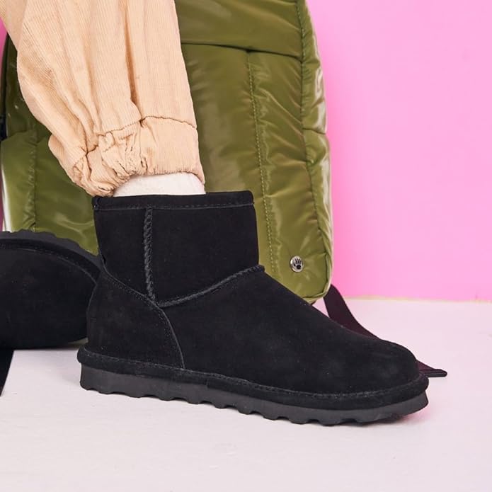 BEARPAW Alyssa 2130W Women's Comfortable Slip On Winter Ankle Boot, Rubber Sole (Like New)