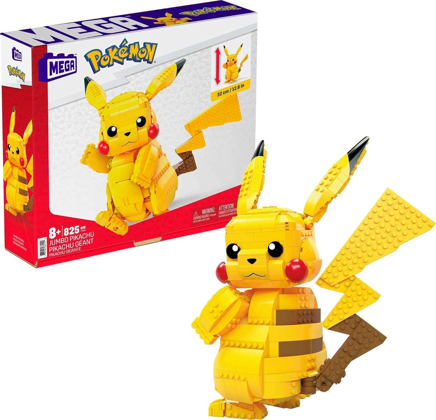 Mega Bloks FVK81 Pokemon Jumbo Pikachu Plastic Building Toy Set for Kid, 806 pcs (Like New)