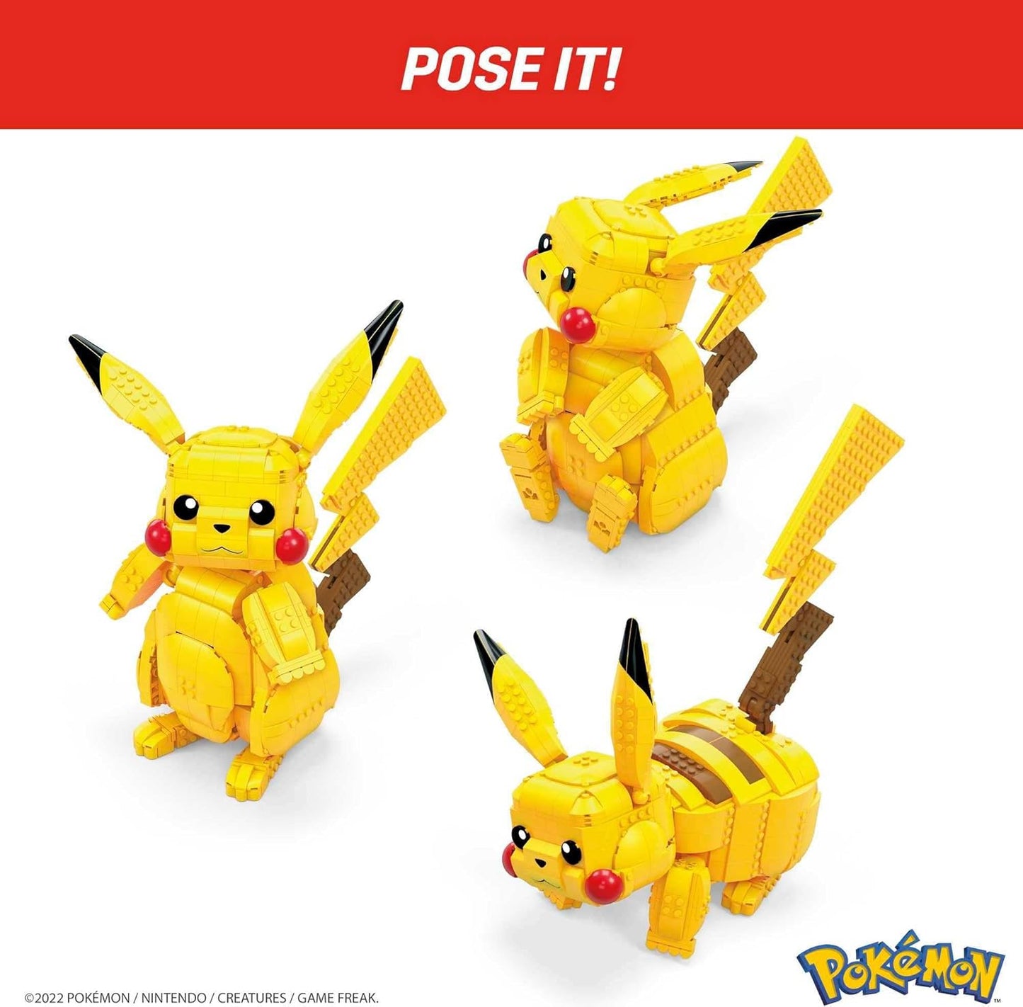 Mega Bloks FVK81 Pokemon Jumbo Pikachu Plastic Building Toy Set for Kid, 806 pcs (Like New)