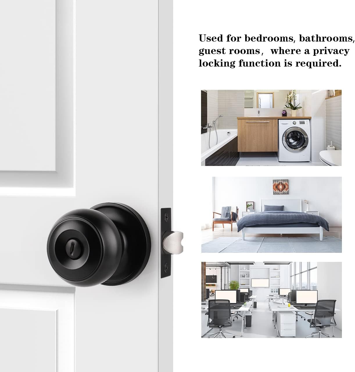 Probrico Interior Privacy Door Knobs with Round Ball for Bedroom/Bathroom (Like New)