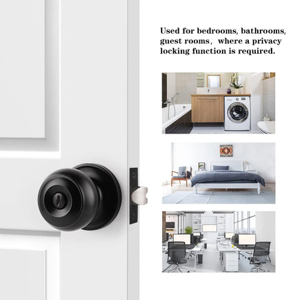 Probrico Interior Privacy Door Knobs with Round Ball for Bedroom/Bathroom (Like New)