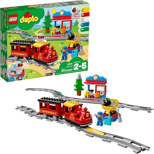 LEGO DUPLO Steam Train Remote-Control Building Blocks Set for Toddlers - 10874 (New, Damaged Retail Box)