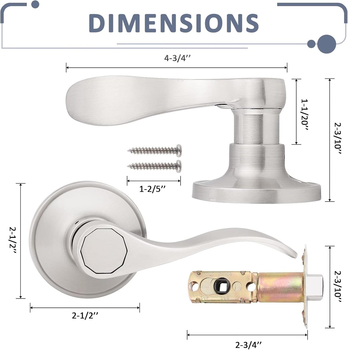 Probrico Interior Passage Modern Door Lock for Hallway/Closets, Adjustable Latch (Like New)