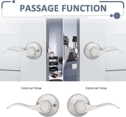 Probrico Interior Passage Modern Door Lock for Hallway/Closets, Adjustable Latch (Like New)