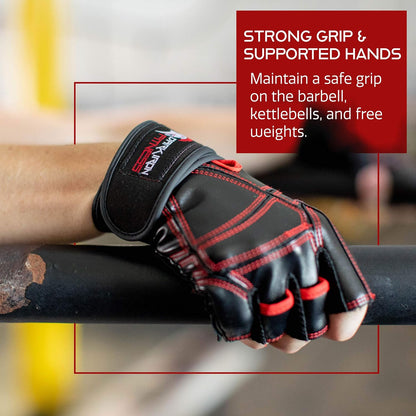 Dark Iron Weightlifting Gloves for Comfortable Workout Grip w/ Lock Wrist Wrap (Like New, No Retail Box)