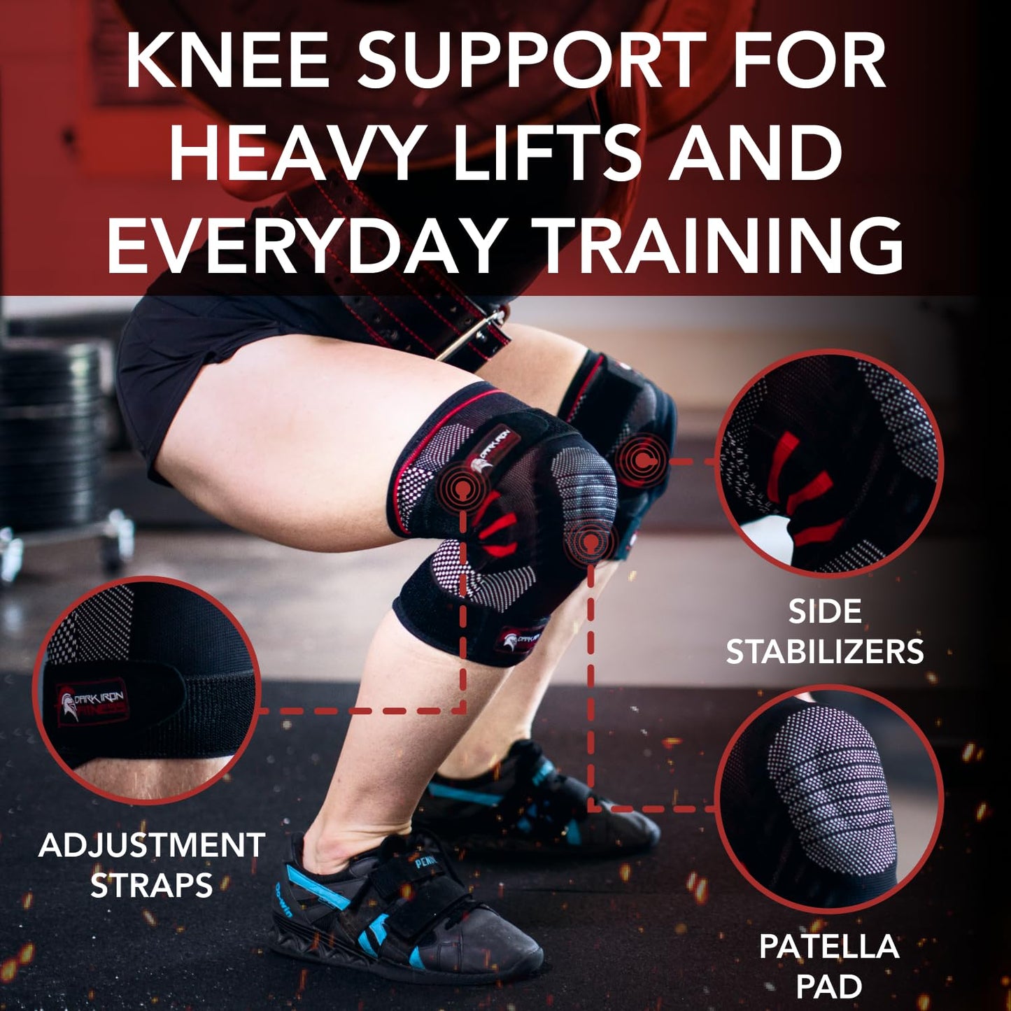 Dark Iron Fitness Mens and Womens Knee Brace Pair for Compression & Support (Used)