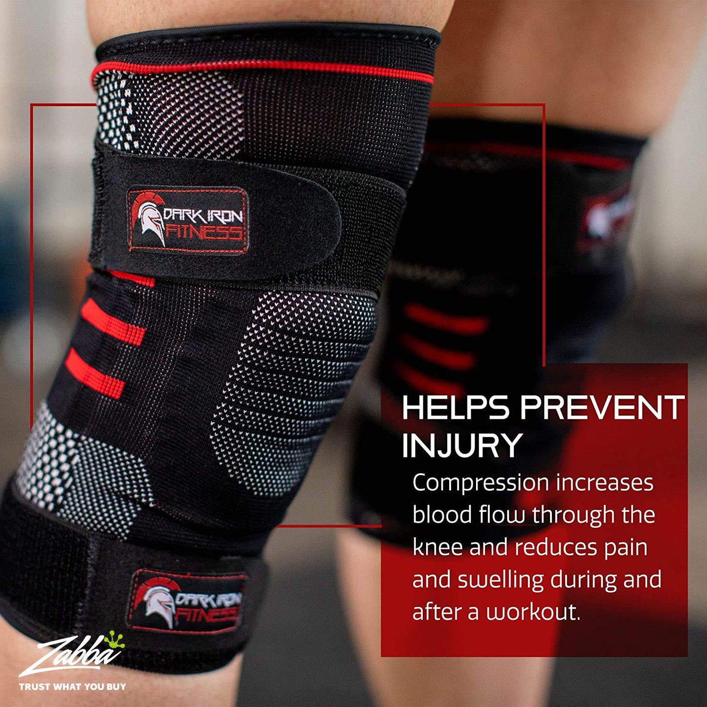 Dark Iron Fitness Adult's Spandex Knee Brace Set with Reinforced Stitching (Like New)