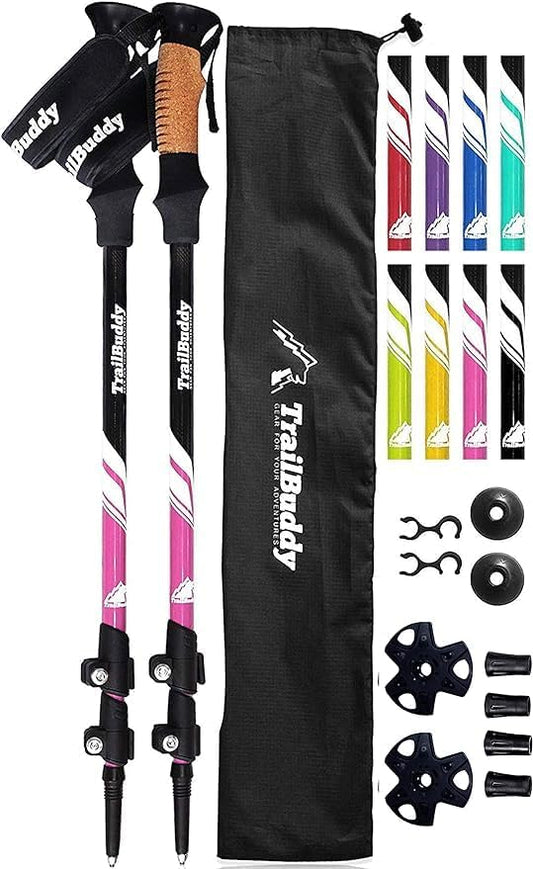 TrailBuddy Hiking Poles - Adjustable Aluminum Trekking Sticks, Plum Purple-- (Used)