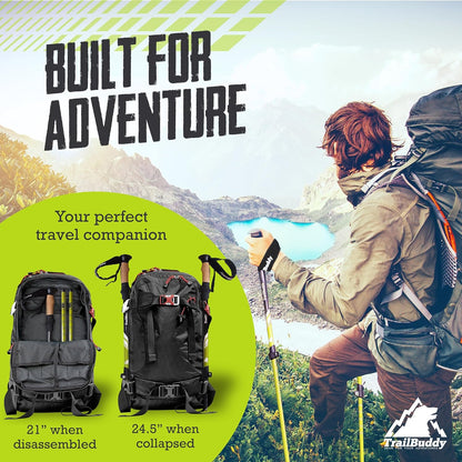 TrailBuddy Adjustable Hiking Poles for Snowshoe & Backpacking, Raven Black ()