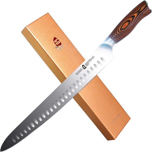 TUO Slicing Knife 12" Granton Carving Knives Hollow Ground Meat Cutting Knife- (New)