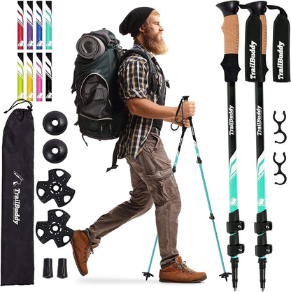 TrailBuddy Adjustable Hiking Poles for Snowshoe & Backpacking, Raven Black ()