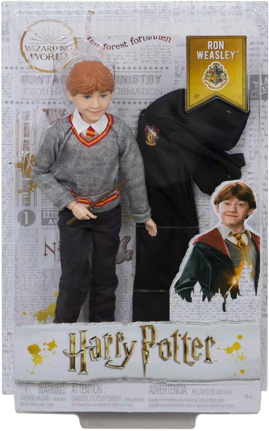 Mattel Harry Potter Ron Weasley Gryffindor Plastic Doll for Ages 6 Years and Up (Like New)