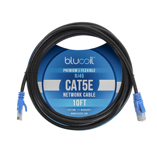 Blucoil 10-FT Premium Cat5e Network Cable with RJ45 Male to Male Connectors (New)