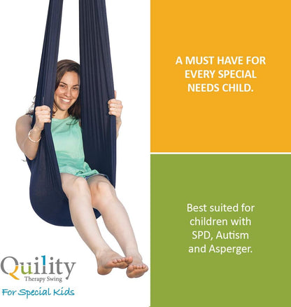 Quility Indoor Therapy Swing for Kids w/Special Needs|Lycra Snuggle Swing -Green (Like New)