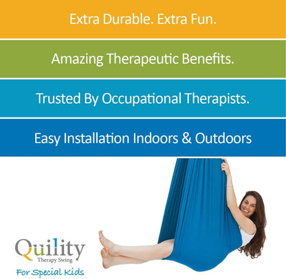 Quility Indoor Lycra Snuggle Therapy Swing w/Special Needs  - Light Blue---- (Like New, No Retail Box)