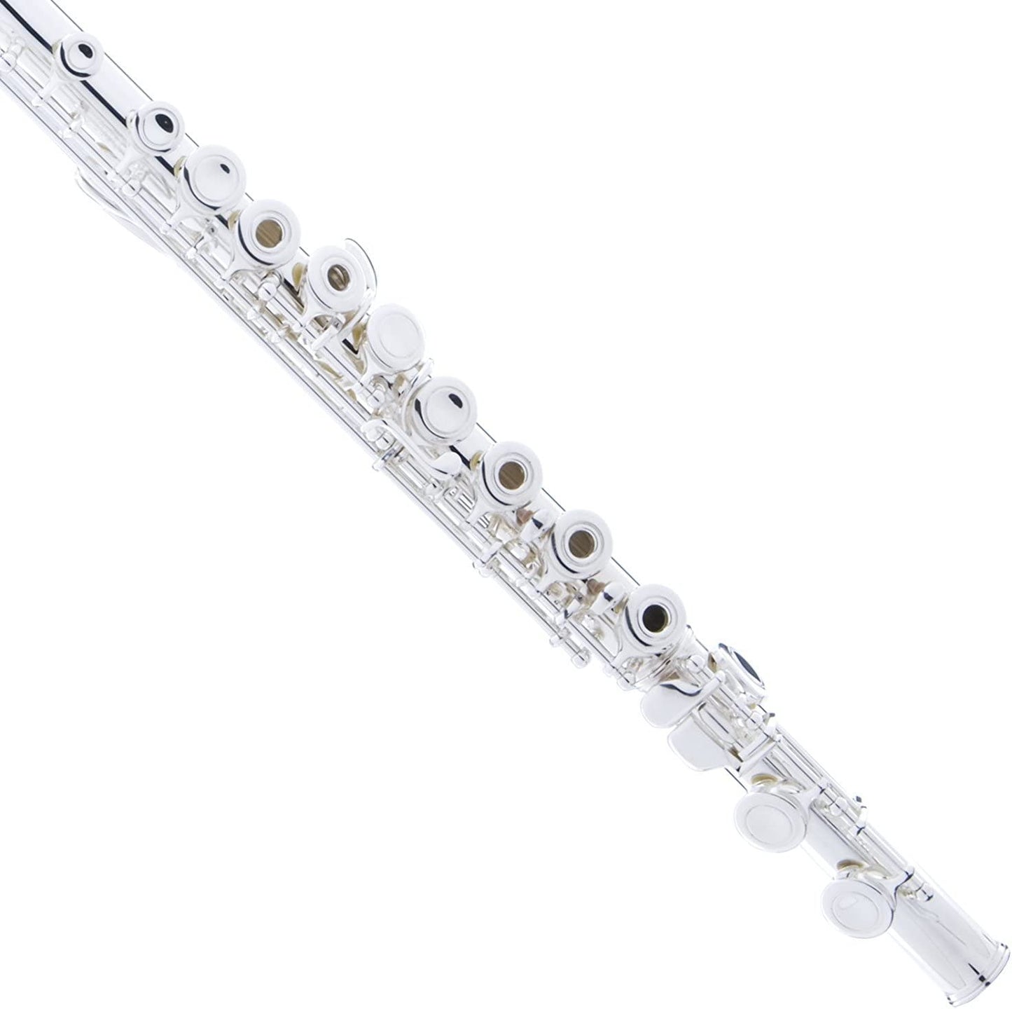Mendini 16-Key Open Hole C Flute For Beginners with a Case & Stand - Silver- (Used)