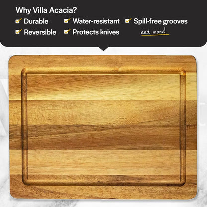 Thirteen Chefs 12" Villa Acacia Small Wood Cutting Board for Fruits & Vegetables (New)
