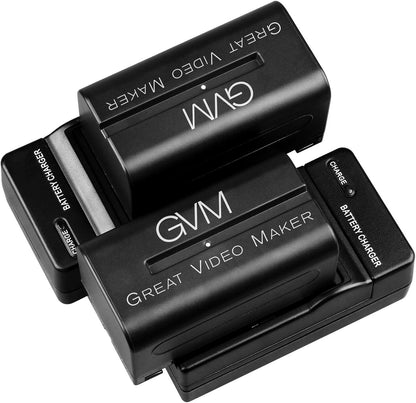 Great Video Maker NP-F750/770 Battery & Charger for Sony Camera, 4400mAh, 2-Pack (Like New)