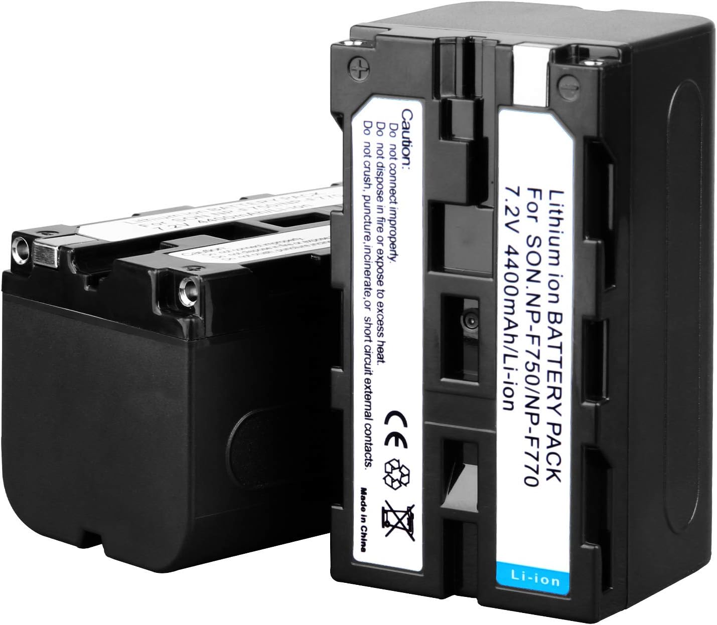 Great Video Maker NP-F750/770 Battery & Charger for Sony Camera, 4400mAh, 2-Pack (Like New)
