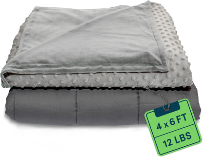 Quility Weighted Blanket for Kids and Toddlers - Twin Size (48" x 72"), Grey (Like New)