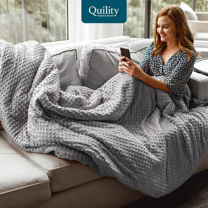 Quility Weighted Blanket for Kids and Toddlers - Twin Size (48" x 72"), Grey (Like New)