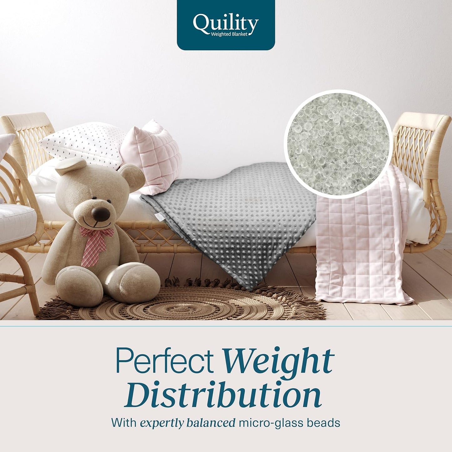 Quility Weighted Blanket for Kids and Toddlers - Twin Size (48" x 72"), Grey (Like New)