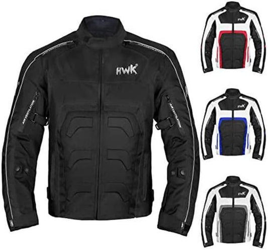 HWK Mens Spyder Motorcycle Jacket w/ Impact Protection, Black, 5XL (Like New)
