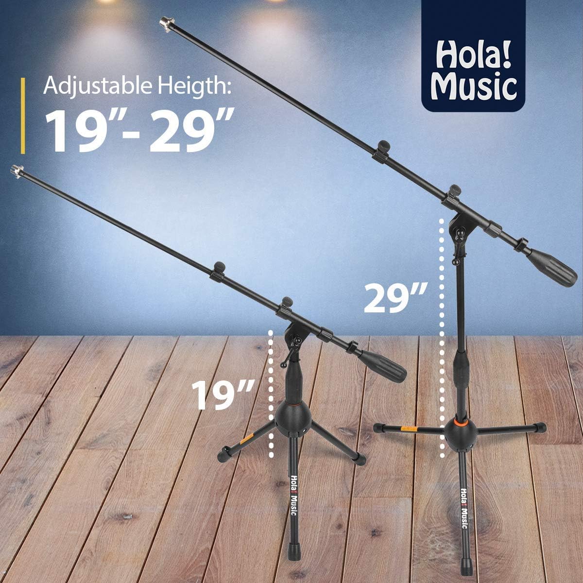Hola! Music Mic Stand w/Adjustable Height, Low Profile (Kick Drum) (Like New)
