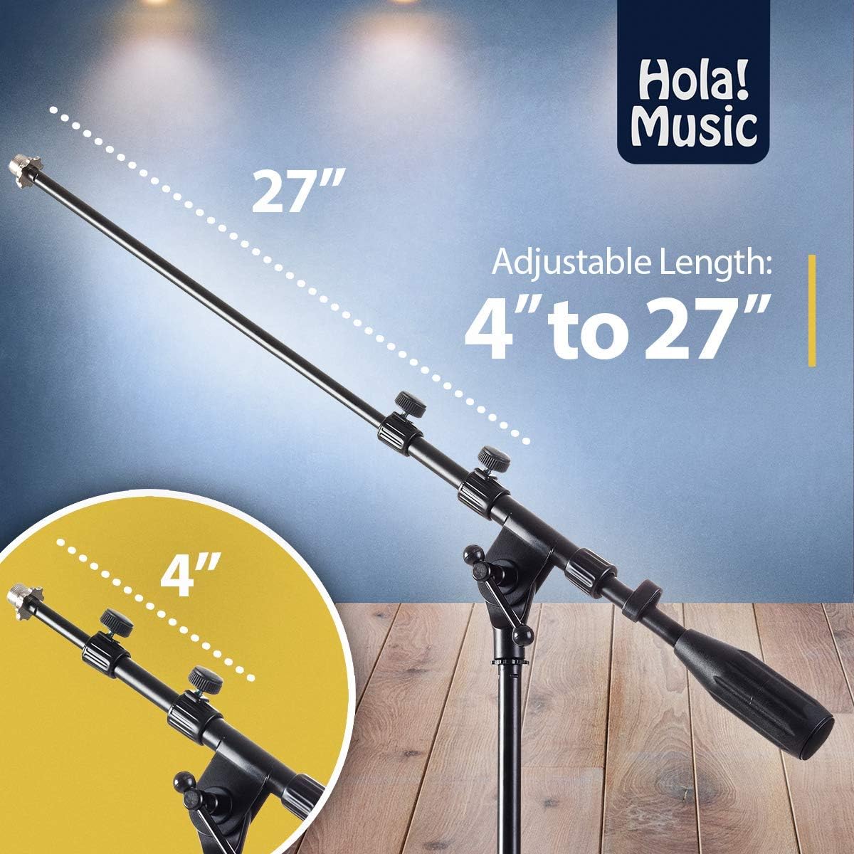 Hola! Music Mic Stand w/Adjustable Height, Low Profile (Kick Drum) (Like New)