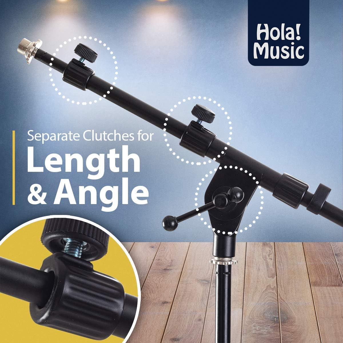 Hola! Music Mic Stand w/Adjustable Height, Low Profile (Kick Drum) (Like New)