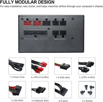 Unknown PowerSpec 650 Watt 80 Plus Gold Fully Modular ATX Power Supply (Used)