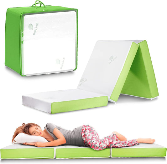 Cushy Form Floor Mattress Portable Tri-Folding Bed for Travel, Camping, Guest- (Used)