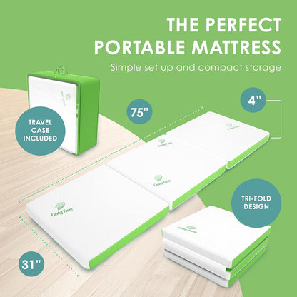 Cushy Form Floor Mattress Portable Tri-Folding Bed for Travel, Camping, Guest- (Used)