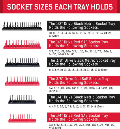 B&C Home Goods Veqotya Metric Metal Tray Socket Holder for Mechanics, 6-Pieces (Used)