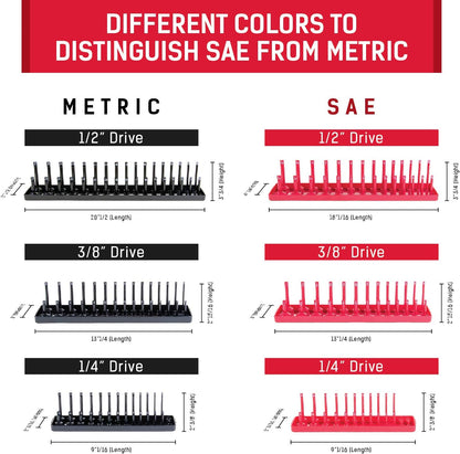 B&C Home Goods Socket Organizers - 6 Piece SAE & Metric Tray Socket Holder (Like New)