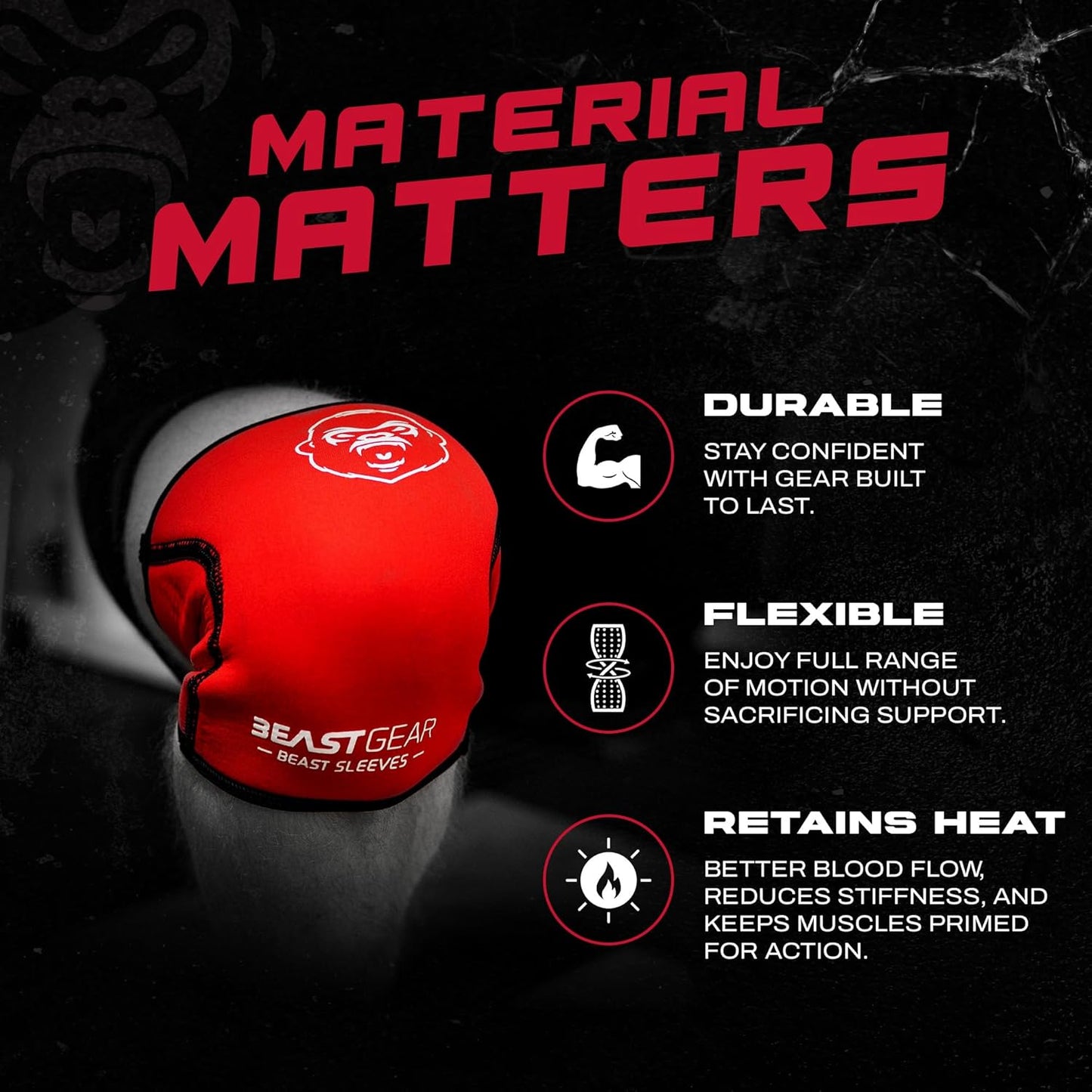 Beast Gear Knee Sleeves for Weightlifting/Powerlifting/Squats and Running (Like New, No Retail Box)