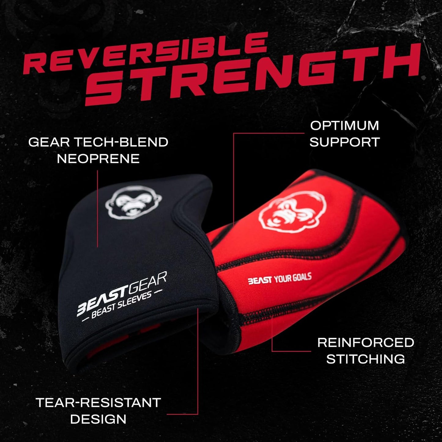 Beast Gear Knee Sleeves for Weightlifting/Powerlifting/Squats and Running (Like New, No Retail Box)