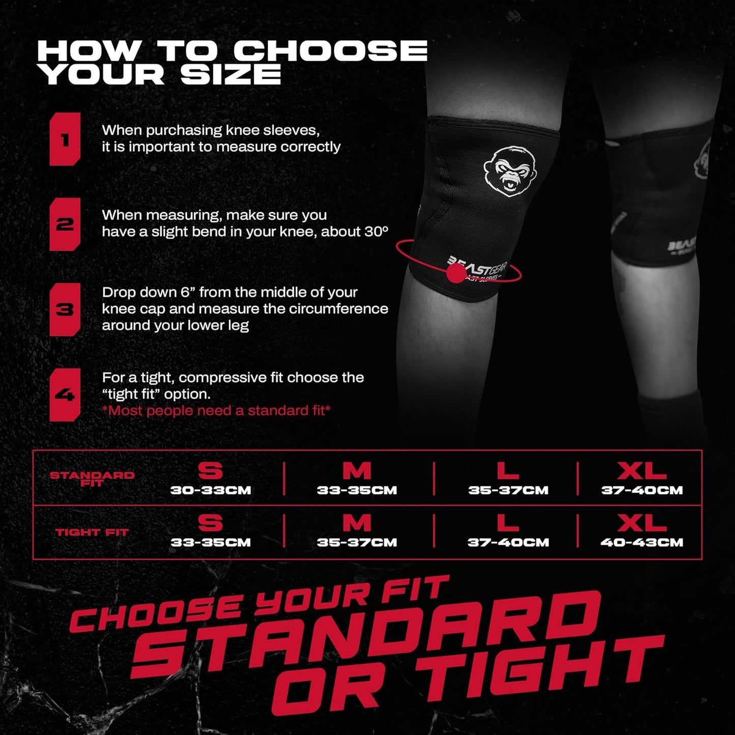 Beast Gear Knee Sleeves for Weightlifting/Powerlifting/Squats and Running (Like New, No Retail Box)