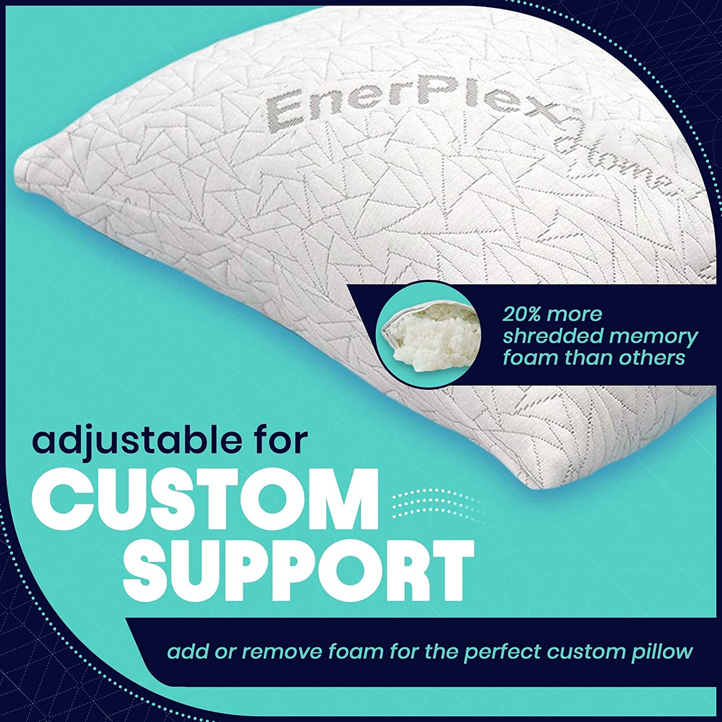 EnerPlex Memory Foam Pillows, Adjustable, CertiPUR-US Certified King - Pack of 1 (New)