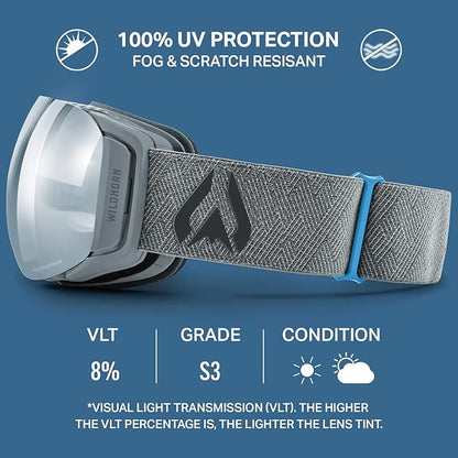 Wildhorn Roca Snowboard & Ski Snow Goggles Lens, Adult - Stone Gray/Silver (Like New, Damaged Retail Box)