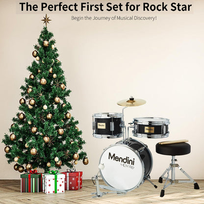 Mendini by Cecilio 3-Piece 13" Junior Drum Set with Cymbal, Sticks & Seat Black (Like New, No Retail Box)