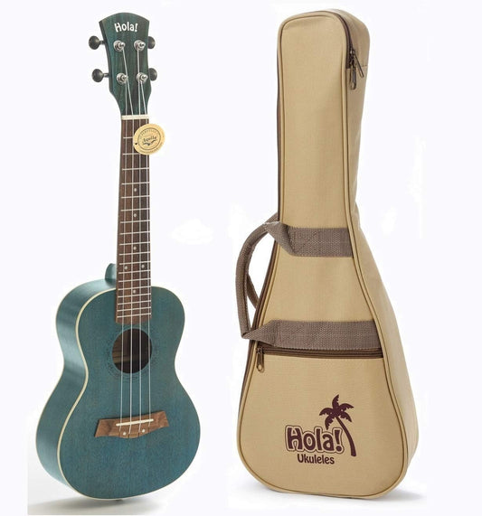 Hola! Music HM-124BU+ Concert Ukulele Bundle, Deluxe Series, 24 Inch - Blue (Used)